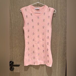Paco Rabanne Pink Embroidered Knit Tank